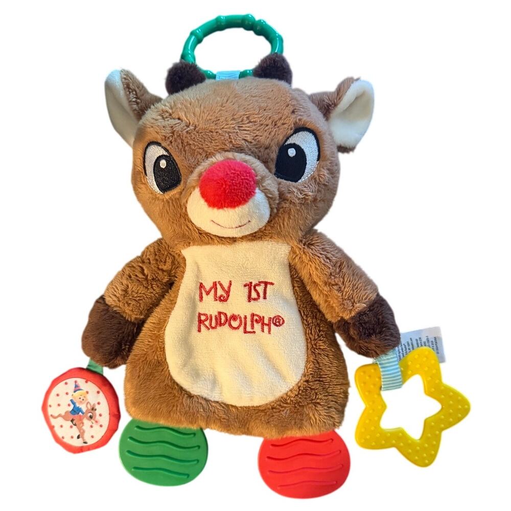 My First 1st Rudolph 10" Activity Toy Rattle Teether Christmas Holiday Reindeer